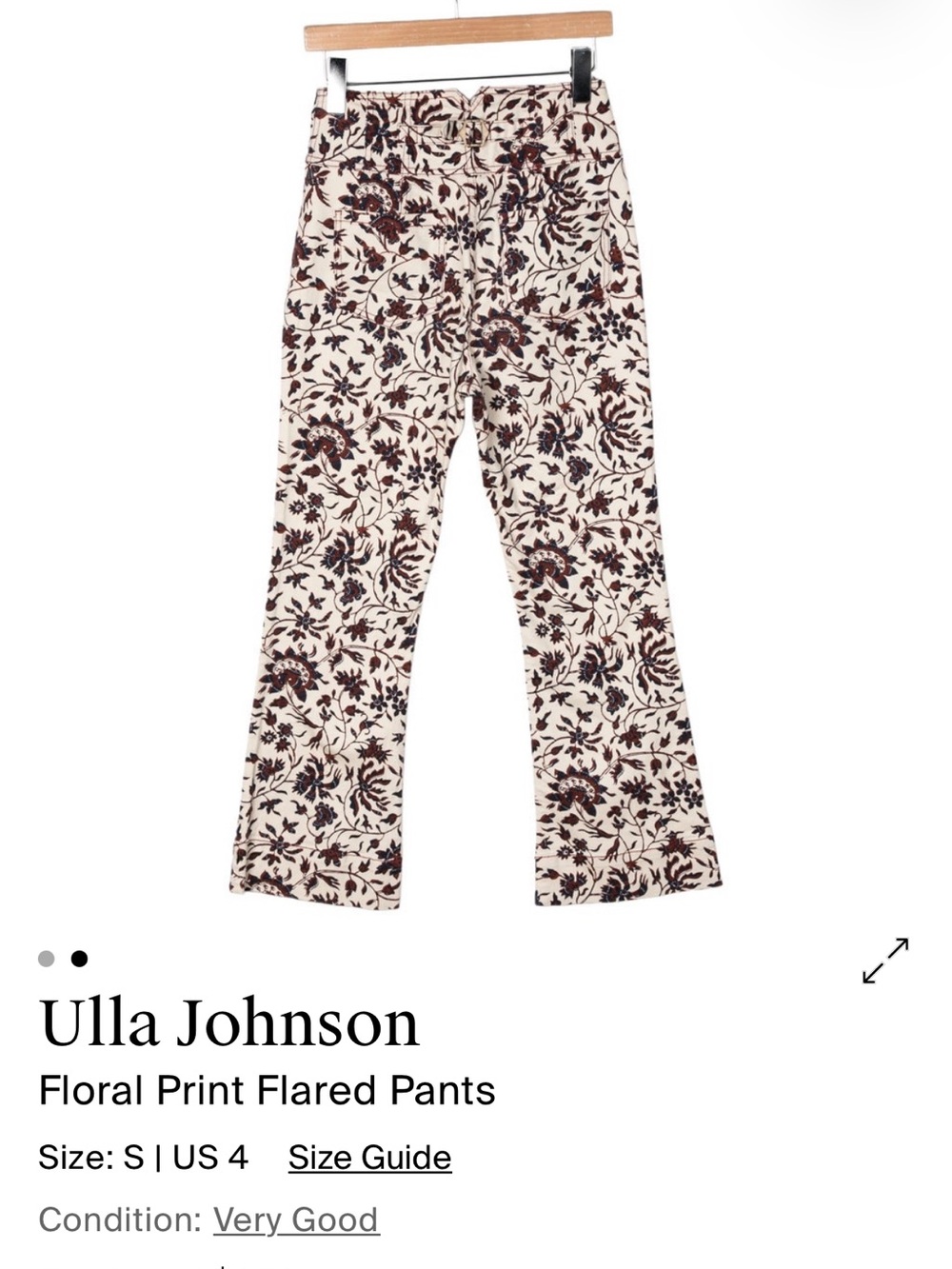 Ulla Johnson Kids Floral Flare Pants — Cream with Brown and Black